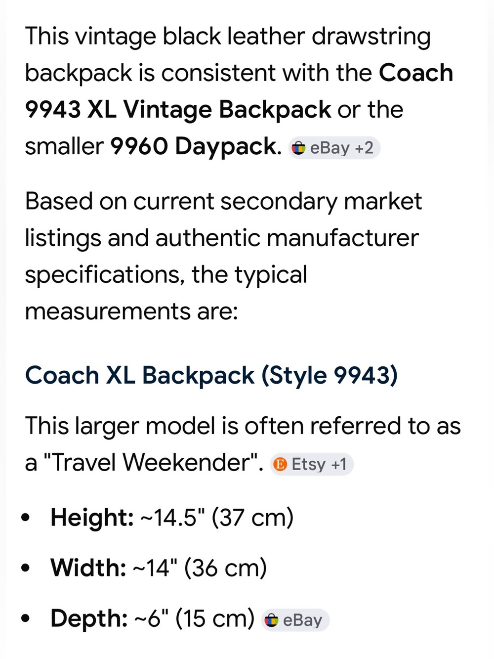 Vintage 1996 Coach Black Leather Drawstring Backpack  #9943 - Picture 13 of 14